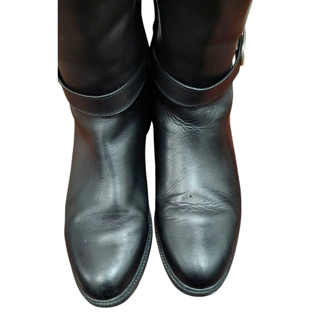 Women's COACH Black Walnut LEATHER Horse Carriage Equestrian Riding Knee Boots
